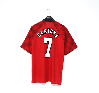 1996/98 CANTONA #7 Manchester United Vintage Umbro Home Football Shirt (XL) - Photo 1/4
