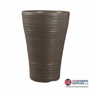 Hereford Ribbed Tall Taupe Plastic Planter Patio Shrub Plant Pot 47CM x 33CM - Picture 1 of 3