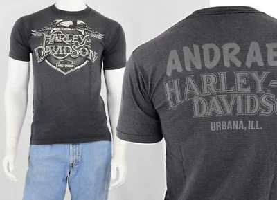 Camiseta Harley Davidson vintage a rayas con estampado gráfico años 90 para hombre M Foto 1 de 4