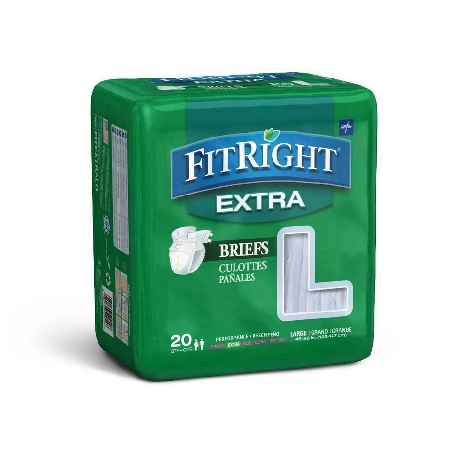 Medline FitRight Large, Extra Adult Briefs - 80   count