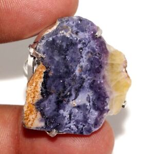 925 Silver Plated-Rough Purple Fluorite Ethnic Ring Jewelry US Size-6 MJ