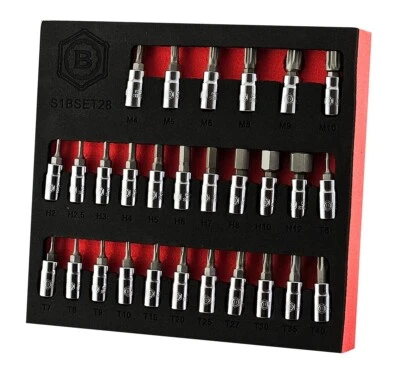 Britool Hallmark 28 Piece Torx, Hex, Spline Bit Socket Set in EVA Drawer Insert - Image 1 of 3