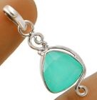 Natural Aquamarine Chalcedony 925 Sterling Silver Pendant Jewelry NW14-4