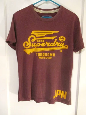 SUPERDRY SUPER DRY MENS YOKOHAMA HIGH FLYERS JAPAN T SHIRT MAROON SIZE MED NICE! - Image 1 of 4