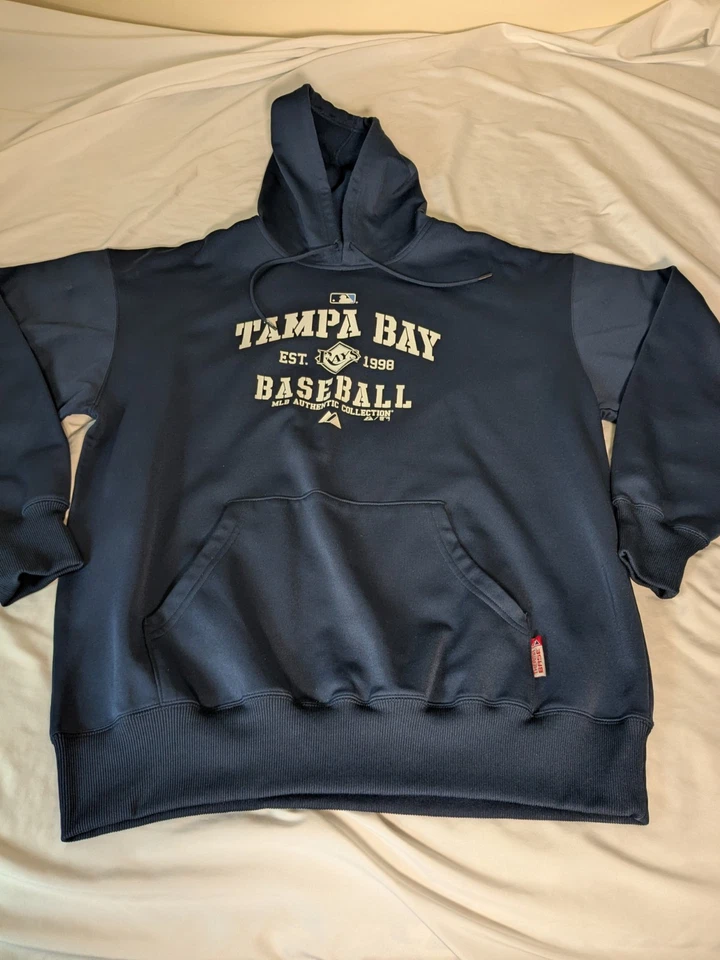 Jersey Majestic MLB Azul Manga Larga con Capucha Tampa Bay Rays Talla XL Foto 1 de 4
