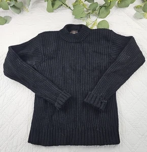 Suéter RRL Doble R L Ralph Lauren Para Hombre Negro 100% Lana Acanalado Tejido Pesado S - Imagen 1 de 8