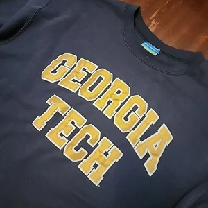 Vintage 90s Champion Georgia Tech Yellow Jackets crewneck sweatshirt XL Blue - Picture 1 of 6