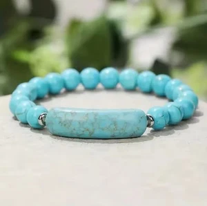Bracciale a ponte elastico perline di pietre TURCHESE braccialetto per donna - Imagen 1 de 1