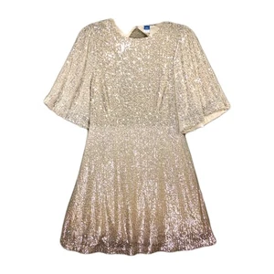 Old Navy Nude Ombre Sequin Dress S Petite NWT NYE Angel Sleeve Keyhole Sparkle - Picture 1 of 7