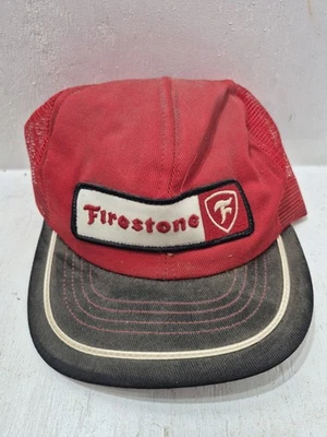 Винтажная бейсболка с логотипом Firestone Red & Black 80S бейсболка с сеткой сделано в США - Изображение 1 из 4