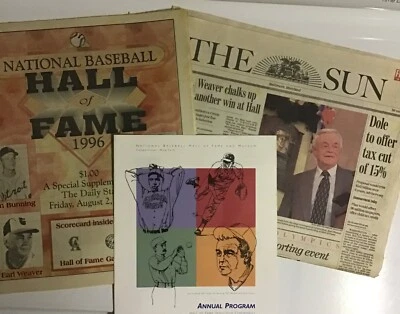 Baltimore Orioles-Earl Weaver Hall Of Fame Program/Newspaper Bundle - Image 1 of 4