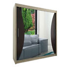 Armoire de chambre avec miroir portes coulissantes MEGRA180 Sonoma+Wenge