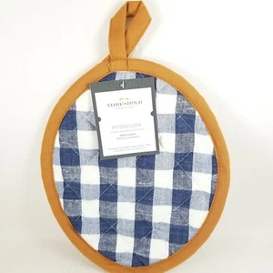 Threshold blau kariert oval kariert Topflappen .. Neu  - Bild 1 von 8