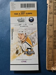 1 BUFFALO SABRES at PITTSBURGH PENGUINS 03/05/2017 STH TICKET STUB Full Ticket - Bild 1 von 6