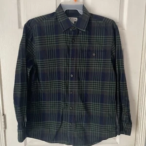 Orvis Shirt Mens Medium Green Blue Plaid Long Sleeve Thick - Picture 1 of 6