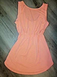 Women size Small flutter sleeve waist defined coral pink short beach tank dress - Picture 1 of 6