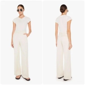 NEW MOTHER Sz 25 The Sk8er Prep Sneak High Rise Wide Leg Trouser Jeans Ecru - Picture 1 of 9