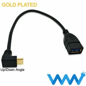 Cable de carga rápida USB 3.0 A hembra a USB-C 3.1 en ángulo ascendente/abajo macho OTG - Imagen 1 de 1