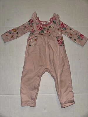 Girls MATILDA JANE PINK KNIT FLORAL ROMPER WITH RUFFLE Size 12-18 Months - Image 1 of 4