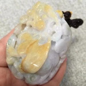 100 % natürliche geschnitzte Jade Jadeit antike Tier Anhänger Statue Klasse A P852 - Bild 1 von 9
