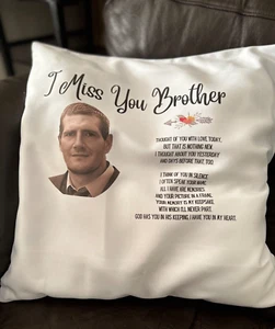 'I Miss You Brother' Personalised Photo Cushion Cover  - with Any Photo / Name - Picture 1 of 4