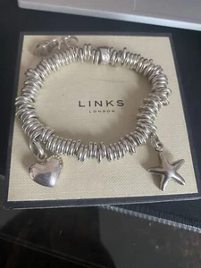 Genuine LINKS OF LONDON Hallmarked Silver Heart, Star And Heel Sweetie Bracelet - Picture 1 of 22
