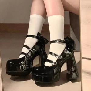 Scarpe donna tacco alto 11 cm plateau Lolita cinturini fibbia scarpe punk Mary Janes - Foto 1 di 32