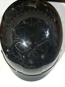 Harley Davidson Half Helmet Ghost Skull Flames & Gear - Picture 1 of 8