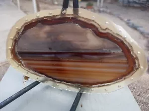 Natural Agate Slice (laminated for crafts/jewelry making) 4 1/4" x 2 1/2" - Picture 1 of 5