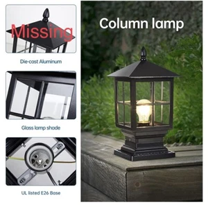 "Outdoor Post Light Lantern Pole Lamp Garden Fence Driveway Yard Fixture Decor  - Picture 1 of 5