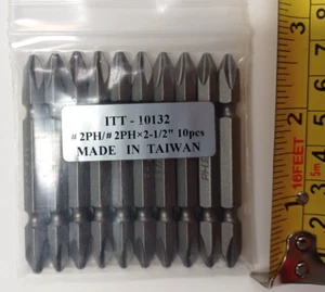 #2 PHILLIPS 10 PC. 2-1/2" INCH LONG 1/4" HEX S2 MAGNETIC - Picture 1 of 2
