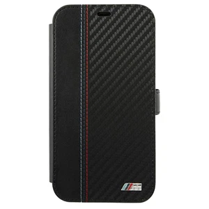 BMW iPhone 12 mini 5,4" M Collection PU Carbon Stripe Bookcase/Wallet Black - Picture 1 of 12