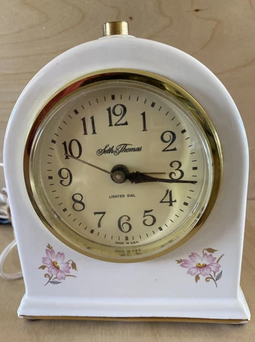 Vintage Seth Thomas Clock Fanciful Drowse 9203 Floral Lighted Dial USA Cover