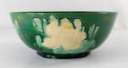 Antique Japanese Green Awaji Glazed Bowl With Floral Decoration