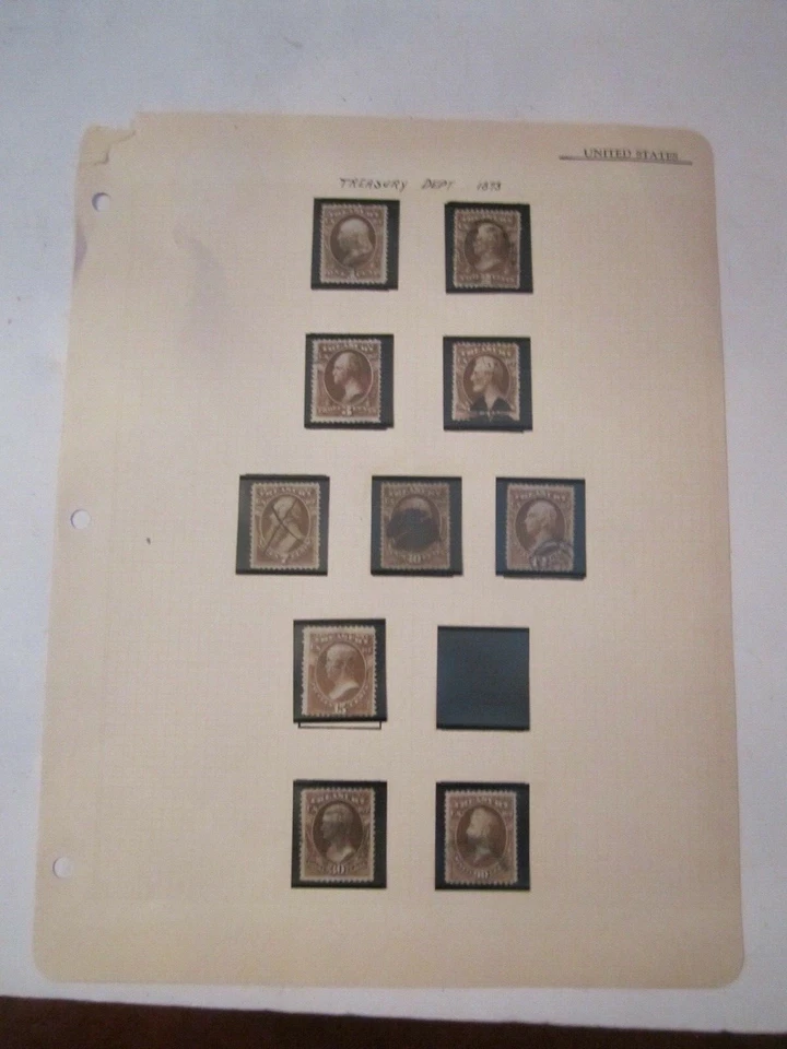 (10) 1873 U.S. TREASURY STAMPS - 1 CENT THRU 90 CENTS - USED - Image 1 of 4
