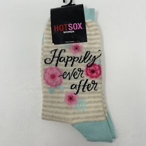 Hot Sox Happily Ever After Crew Socks Womens Wedding Newlywed Fairy Tale Novelty