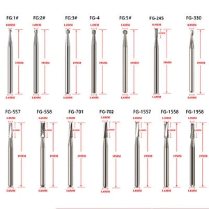 96 tipos dentales redondos de carburo de tungsteno FG Bur para pieza de mano quirúrgica de alta velocidad - Imagen 1 de 112