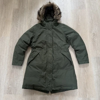 The North Face Parka Coat Womens XL Hunter Green Goose Down Faux Fur Hood Jacket - Image 1 of 4