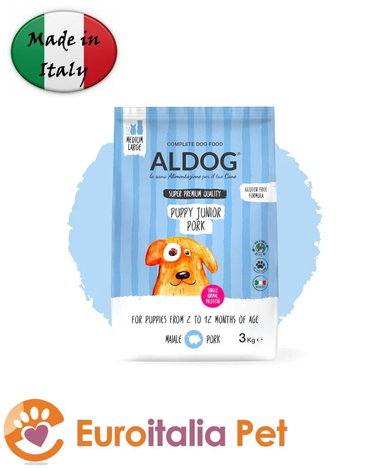 Crocchette Cane PUPPY JUNIOR PORK ALDOG con maiale per intestino e difese - Immagine 1 di 1