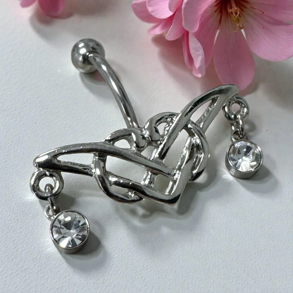 Кельтский драгоценный камень висячая изогнутая штанга для пирсинга пупка - 14 г 7/16 ювелирные изделия для тела - Изображение 1 из 1