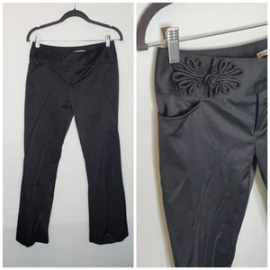Pantalones Nanette Lepore Clásicos Minimalistas Negros Sólidos con Acento de Nudo Talla 2 - Imagen 1 de 10