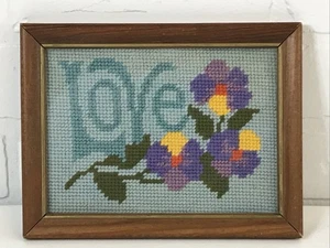 Kunsthandwerk Nadelspitze gerahmtes Bild VINTAGE LOVE BOHO KLEINE MINIATUR - Bild 1 von 6