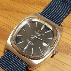 Omega Seamaster Cal.1342 Vintage Fecha Marino Plata Cuarzo Reloj de Hombre Auth - Imagen 1 de 5
