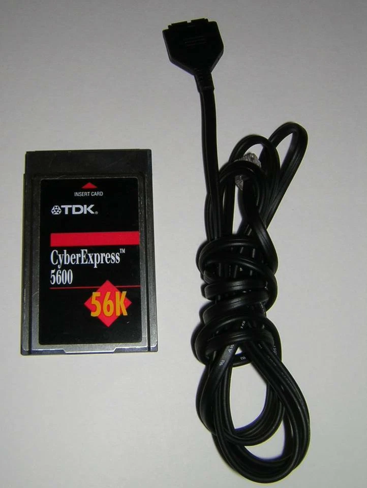 TDK PCMCIA CyberExpress 5600 56k PC Card Modem + Dongle Cable - Image 1 of 1