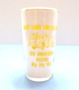 Vidrio para beber vintage West Lawn Fire Co. #1 50 aniversario 5/25/1968 - Imagen 1 de 3
