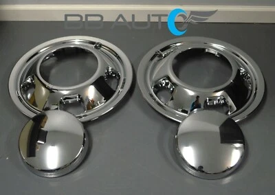 4pc Set Front Wheel Chrome Simulators w/ Center Caps for DODGE RAM 3500 DUALLY - Image 1 of 4