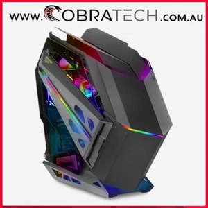 Black HAVOC Alien Gaming PC Computer Case Chassis Tempered Glass ATX Mid Tower - Picture 1 of 12