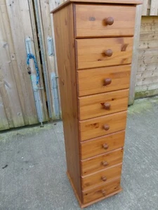 SPACE SAVING WITH LOADS OF STORAGE, TALL SET OF 9 PINE DRAWERS ONLY 7 Months Old - Picture 1 of 8