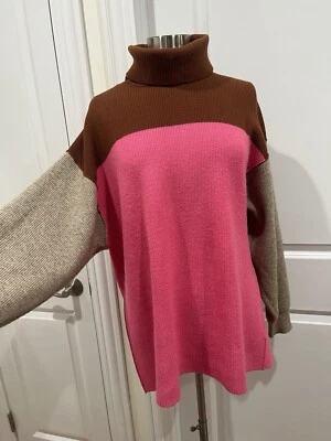 Suéter Free People Cuello Alto Bloques de Color Suavemente Estructurado Rosa Talla Mediana Foto 1 de 4