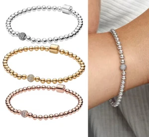 Classic 925 Silver Plated Signature Series Beads & Pavé Bracelet - Picture 1 of 7